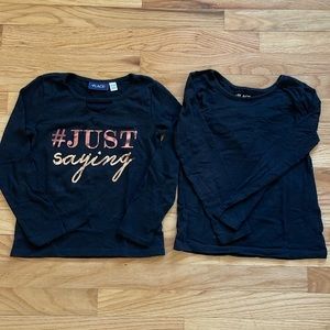 Set of 2 Long Sleeve Black Tops for Girls - size M (7/8)